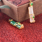 Fortune Jewel White Jade Cyan Jade Bamboo Protection Necklace Pendant