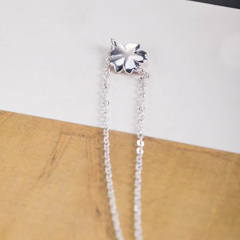 Fortune Jewel 925 Sterling Silver Cherry Blossom Blessing Chain Bracelet