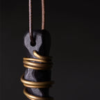 Fortune Jewel Tibet Ebony Wood Copper Balance Peace Necklace Pendant Fortune Jewel