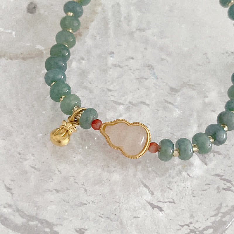 Fortune Jewel Natural Hetian Jade Pearl Peace Buckle Fu Character Gourd Money Bag Strawberry Quartz PiXiu Luck Bracelet