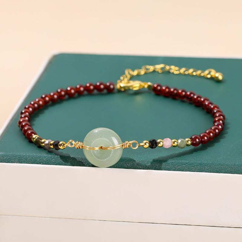 Fortune Jewel Natural Garnet Peace Buckle Bead Calm Bracelet