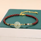 Fortune Jewel Natural Garnet Peace Buckle Bead Calm Bracelet