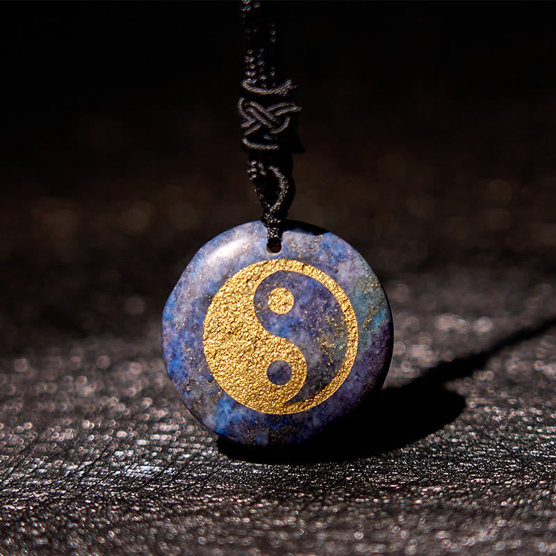 Fortune Jewel Various Crystal Amethyst Tiger Eye Green Aventurine Yin Yang Spiritual Necklace Pendant