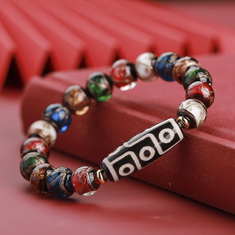 Fortune Jewel Tibetan Nine-Eye Dzi Bead Three-eyed Dzi Bead Liuli Glass Bead Wealth Bracelet