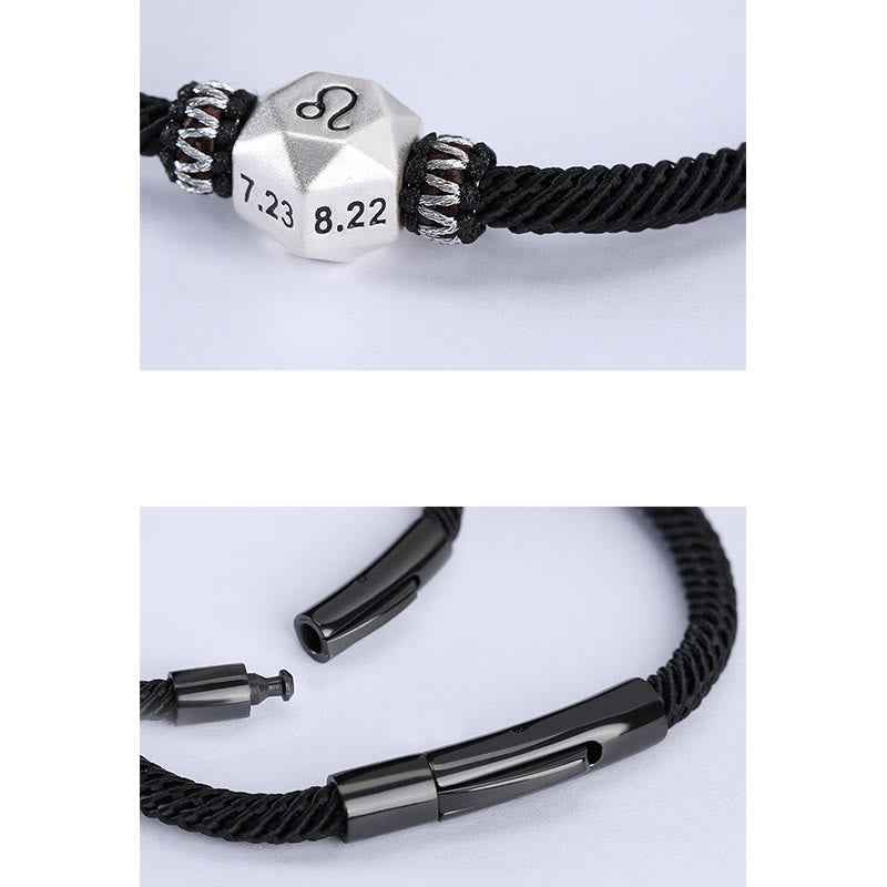 Fortune Jewel 999 Sterling Silver 12 Constellations of the Zodiac Protection Handmade String Bracelet