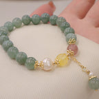 Fortune Jewel Jade Pearl Strawberry Quartz Abundance Luck Bead Charm Bracelet