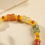 Fortune Jewel Natural Golden Silk Jade Gourd Wealth Charm Bracelet
