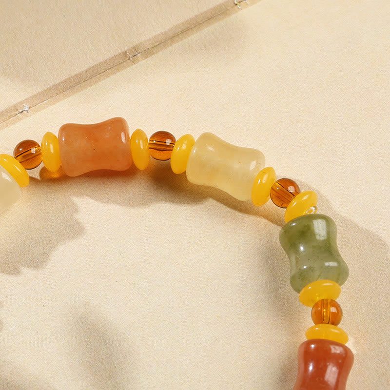 Fortune Jewel Natural Golden Silk Jade Gourd Wealth Charm Bracelet