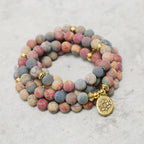 Fortune Jewel 108 Mala Beads Picasso Jasper Stone Courage Energy Bracelet