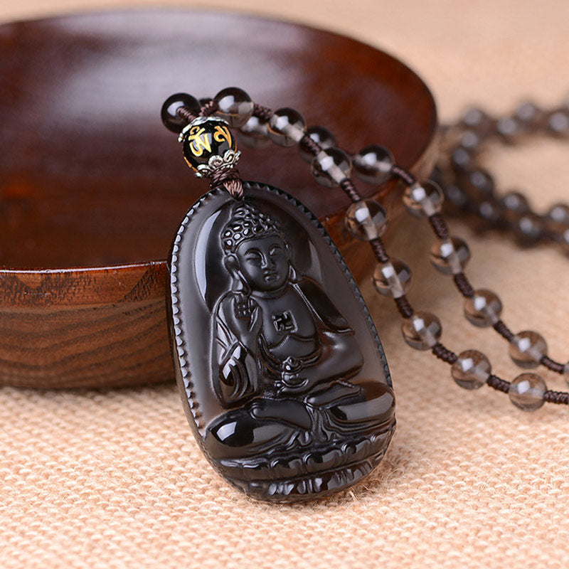 Fortune Jewel Chinese Zodiac Obsidian Protection Necklace