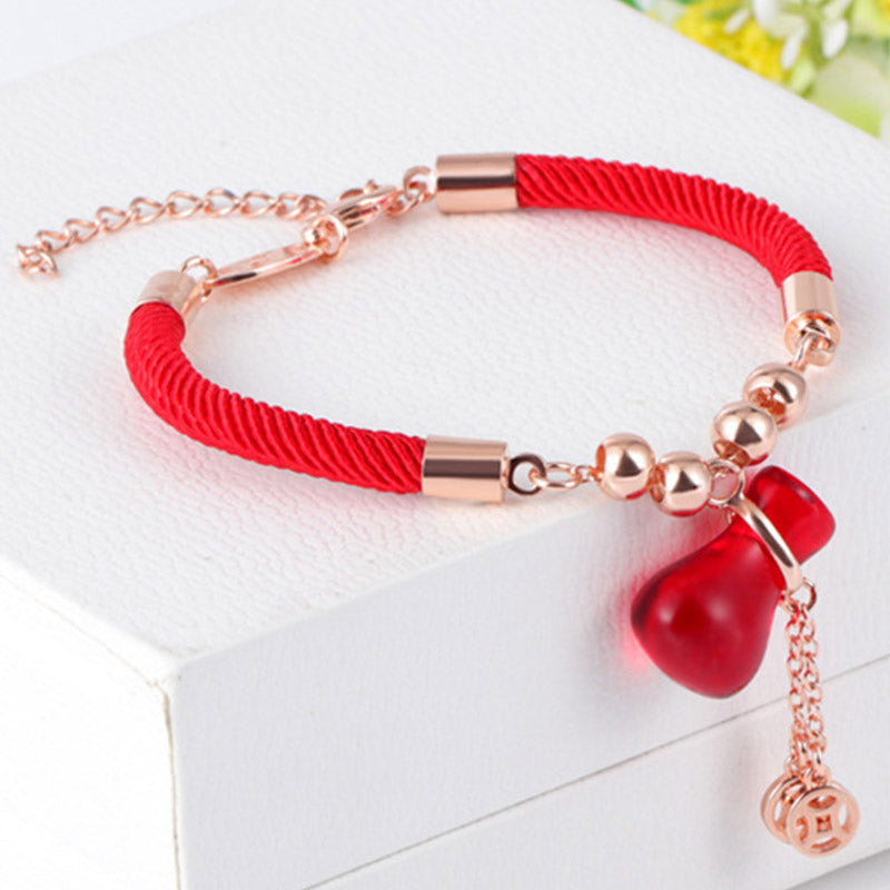Fortune Jewel Wealth Attractor Red Agate Red Rope Bracelet