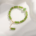 Fortune Jewel Green Bamboo Pattern Liuli Crystal Moss Agate Wealth Chain Bracelet