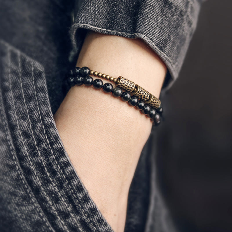 Fortune Jewel Rainbow Obsidian Copper Love Double Wrap Bracelet