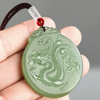 Fortune Jewel Chinese Zodiac Dragon Jade Luck Necklace String Pendant