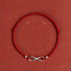 Fortune Jewel 925 Sterling Silver Endless Knot Protection Luck Red String Bracelet Anklet