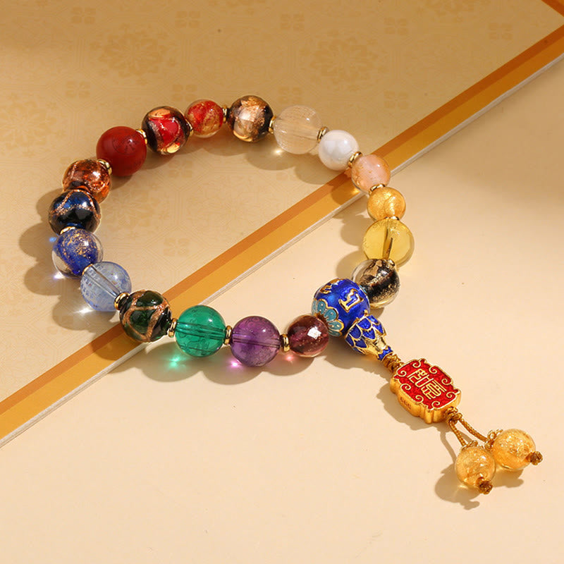 Fortune Jewel Tibetan Colorful Incense Ash Liuli Glass Bead Om Mani Padme Hum Dorje Vajra 18 Beads Wrist Mala