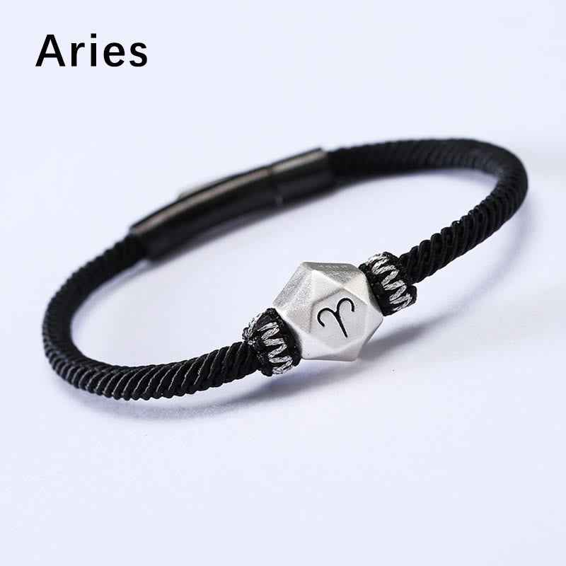 Fortune Jewel 999 Sterling Silver 12 Constellations of the Zodiac Protection Handmade String Bracelet