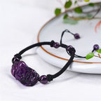 Fortune Jewel Natural Obsidian Amethyst Citrine PiXiu Cooper Coin Wealth Bracelet
