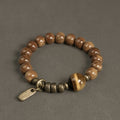 Fortune Jewel Kuka Seed Tiger Eye Gold Sheen Obsidian Brass Copper Wealth Luck Bracelet