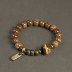 Fortune Jewel Kuka Seed Tiger Eye Gold Sheen Obsidian Brass Copper Wealth Luck Bracelet
