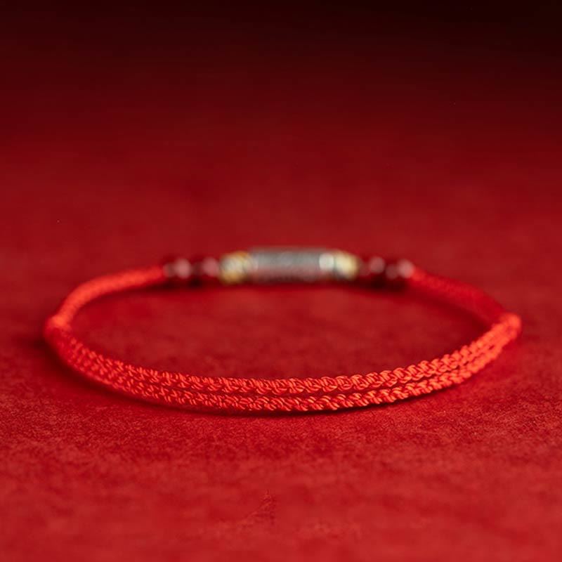 Fortune Jewel 925 Sterling Silver Koi Fish Cinnabar Bead Wealth Handcrafted Braided Bracelet Anklet