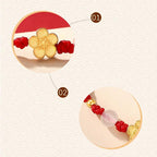 Fortune Jewel Handmade 925 Sterling Silver Peach Blossom Cherry Sakura Chalcedony Bead Luck Red Rope Bracelet