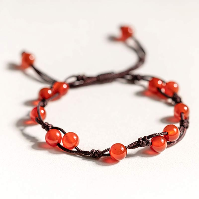 Fortune Jewel Red Agate Moss Agate Cinnabar Calm Bracelet