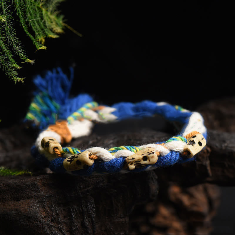 Fortune Jewel Tibetan Zakiram Goddess of Wealth Bead Engraved Handmade Luck Bracelet