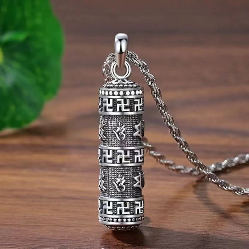 Fortune Jewel Om Mani Padme Hum Swastika Twisted Chain Wisdom Necklace Pendant