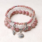Fortune Jewel 3PCS Natural Quartz Crystal Beaded Healing Energy Lotus Bracelet