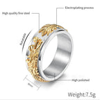 Fortune Jewel Dragon Titanium Steel Stimulation Rotatable Ring Fortune Jewel