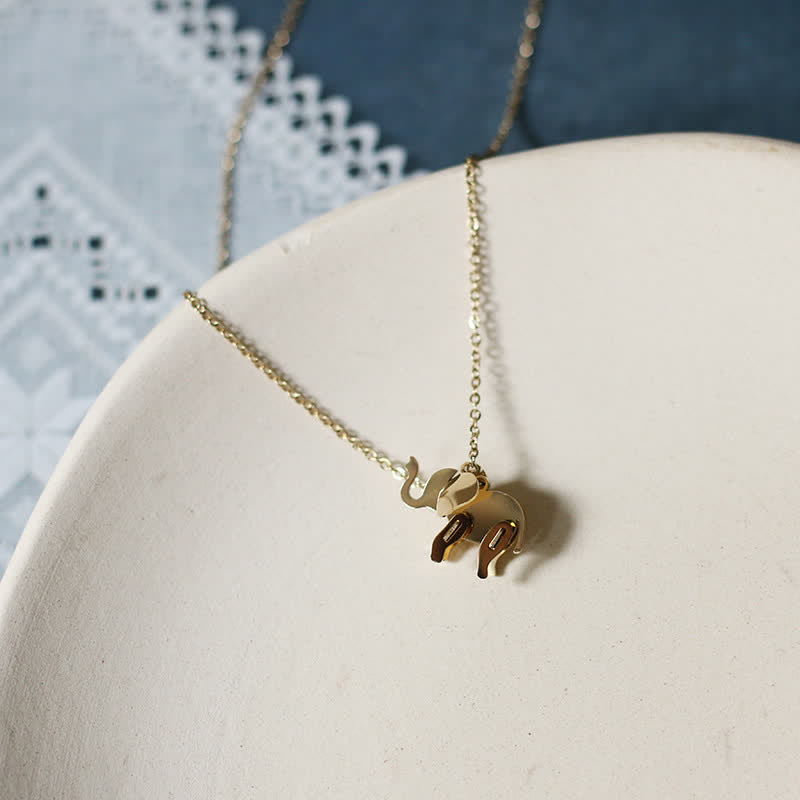 Fortune Jewel Elephant Titanium Steel Luck Necklace Chain Pendant