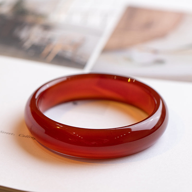 Fortune Jewel Natural Red Agate Confidence Bracelet Bangle