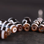 Tibetan Dzi Bead Pendant Agate Classic Black and White, Length 38mm Wide 12mm, Totem Random