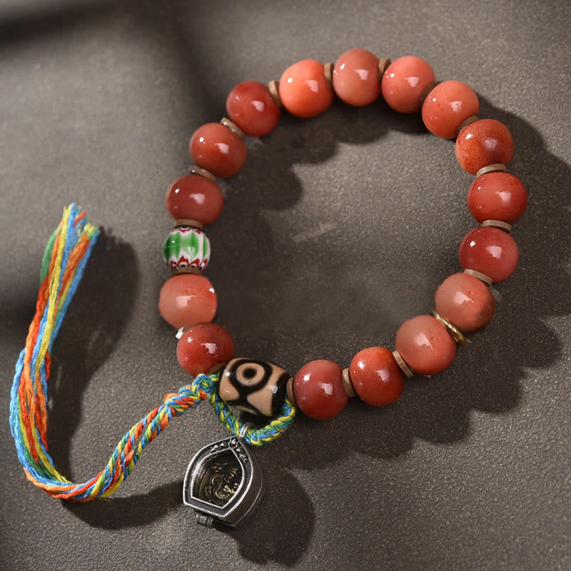 Fortune Jewel Tibetan Natural Camel Bone Dzi Bead Bodhi Seed Charm Luck Bracelet