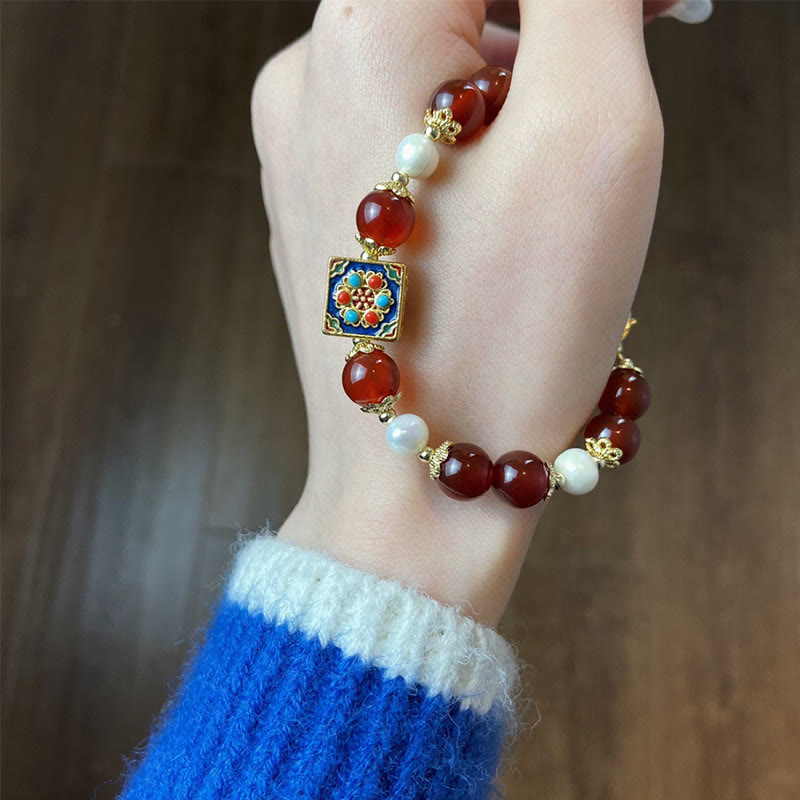 Fortune Jewel Red Agate Pearl Confidence Self-acceptance Bracelet