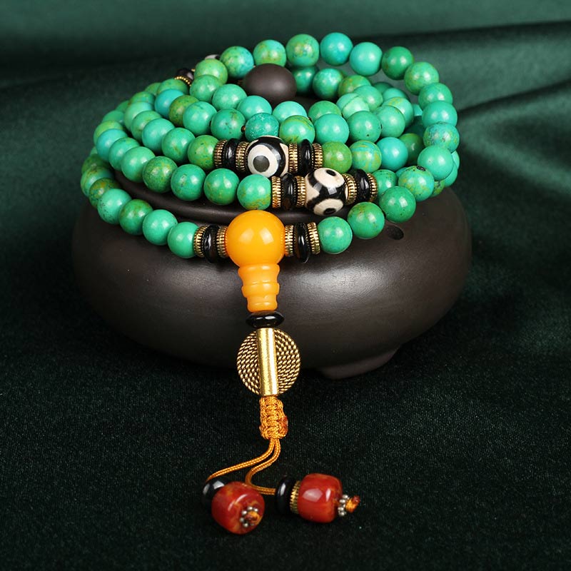 Fortune Jewel Tibetan Turquoise Mala Balance Necklace Bracelet
