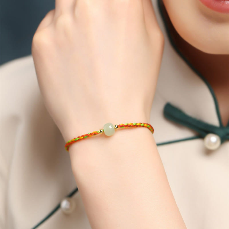 Fortune Jewel Colorful Rope Luck Jade Bead Abundance Bracelet