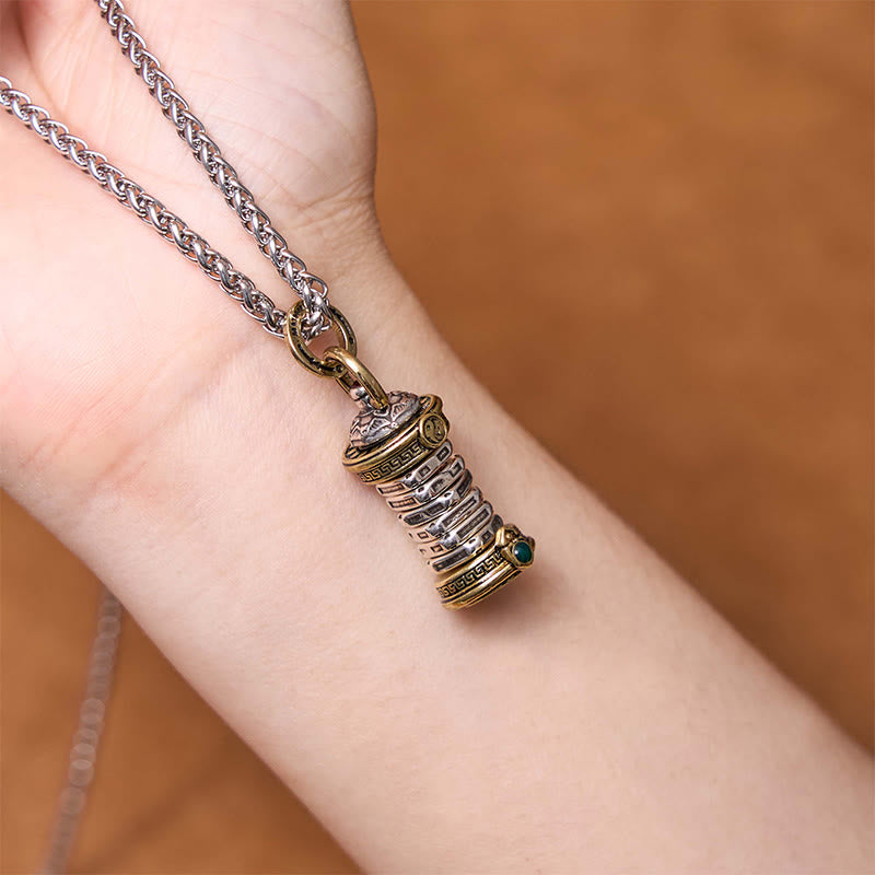 Fortune Jewel Yin Yang Tower Copper Balance Rotatable Necklace Pendant Fortune Jewel