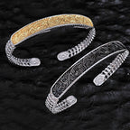 Fortune Jewel Tang Dynasty Flower Design Engraved Copper Luck Cuff Bracelet Bangle Adjustable Ring