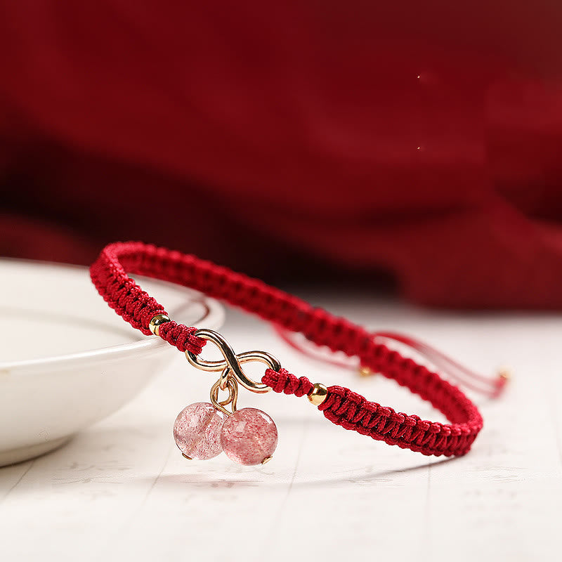 Fortune Jewel Natural Strawberry Quartz Amethyst Green Phantom Bead Positive Bracelet