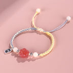 Fortune Jewel Yanyuan Agate Cat Claw Paw White Bodhi Seed Fu Character Positive Braided Rope Bracelet