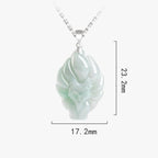 Fortune Jewel Natural Jade Nine Tailed Fox Prosperity Titanium Steel Chain Necklace Pendant