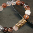 Fortune Jewel White Crystal Red Hematoid Quartz Gold Rutilated Quartz Purple Phantom Protection Bracelet