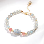 Fortune Jewel Moonstone Strawberry Quartz PiXiu Healing Bracelet
