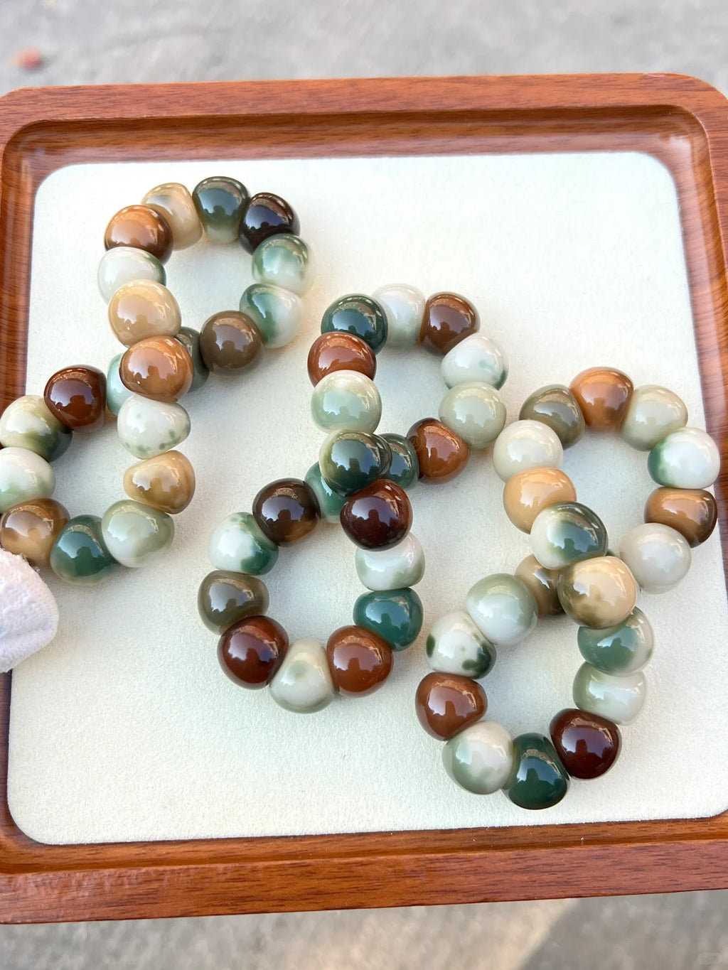 New Colorful Garlic Beads Bodhi Bracelet – Unique Marble Pattern Design 14mm
