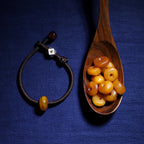 Fortune Jewel 925 Sterling Silver Chinese Zodiac Natal Buddha Natural Amber Clear Anxiety Bracelet