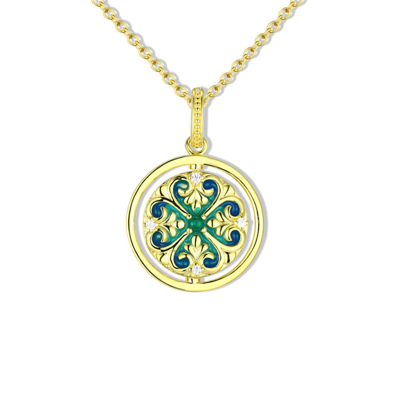 Fortune Jewel 925 Sterling Silver Lotus Flower Floral Zircon Enlightenment Rotatable Necklace Pendant Fortune Jewel