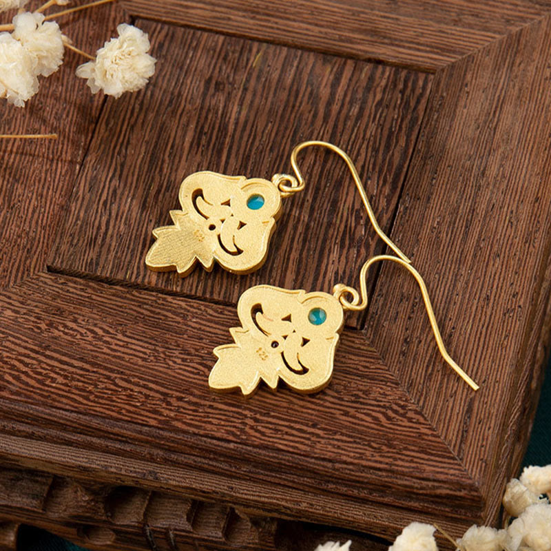 Fortune Jewel Copper Enamel Turquoise Positive Drop Earrings