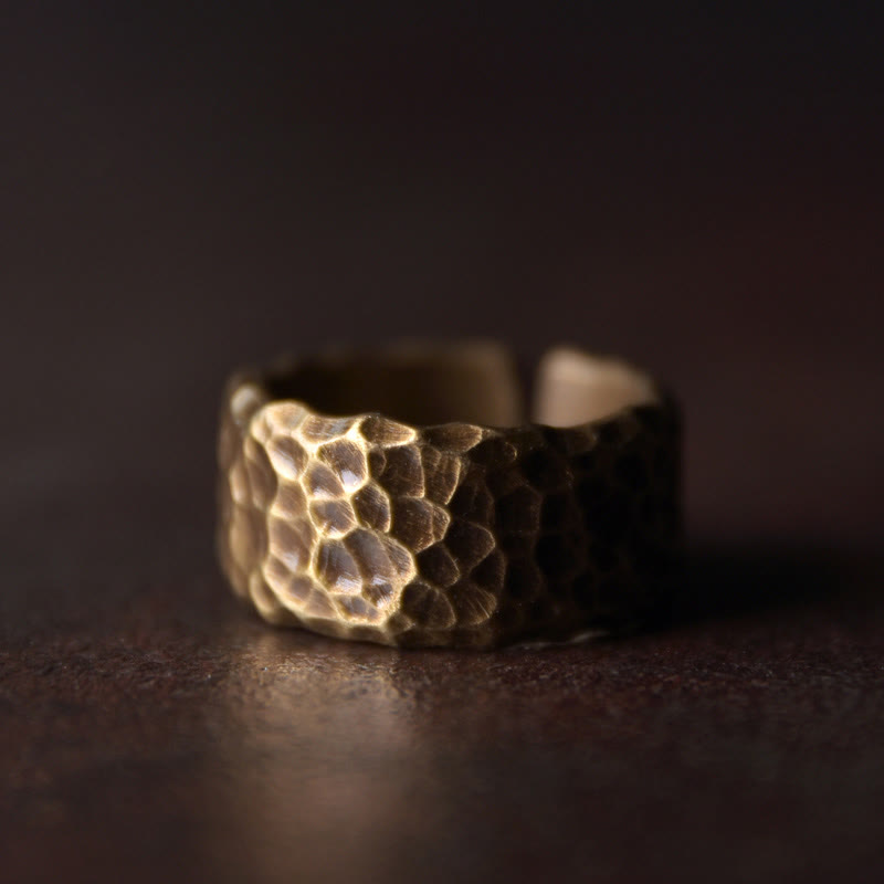 Fortune Jewel Tibetan Bump Texture Design Copper Brass Luck Ring